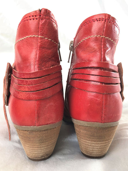 Khris Size 5.5 Red Leather Bootie - CLEARANCE