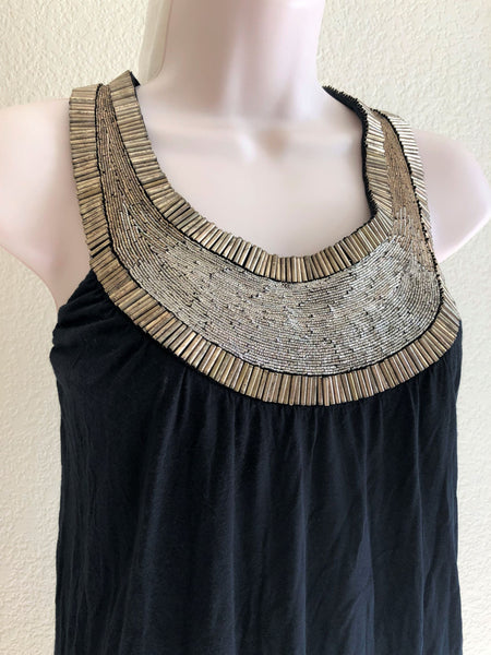 Haute Hippie MEDIUM Black Bead Neck Top