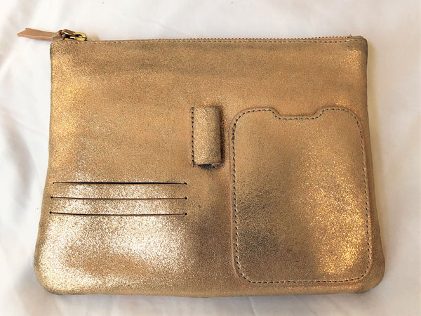 Anthropologie Rose Gold Leather Pouch