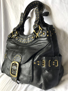 kooba Black Leather Gold Studded Bag