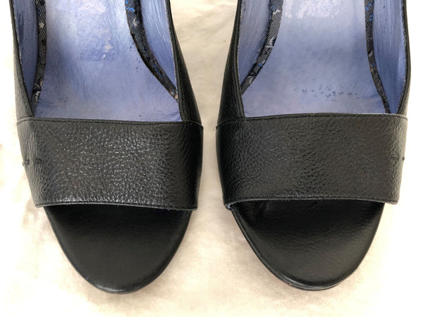 Biviel Couture Anthropologie Size 8 Sabana Black Leather Wedges