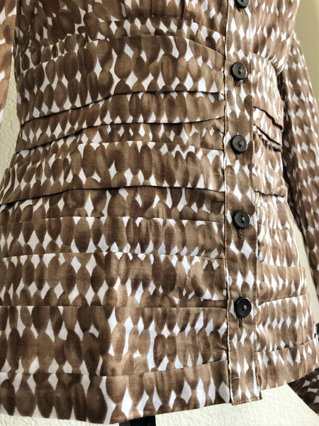 WORTH Size 2 Brown Print Ruched Blouse