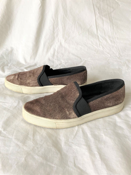 VINCE Size 9 Brown Calf Hair Slip-ons