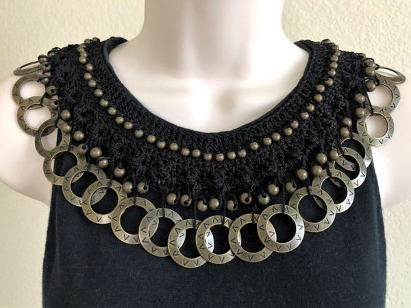 Magaschoni Size XS Black Metal Rings Top