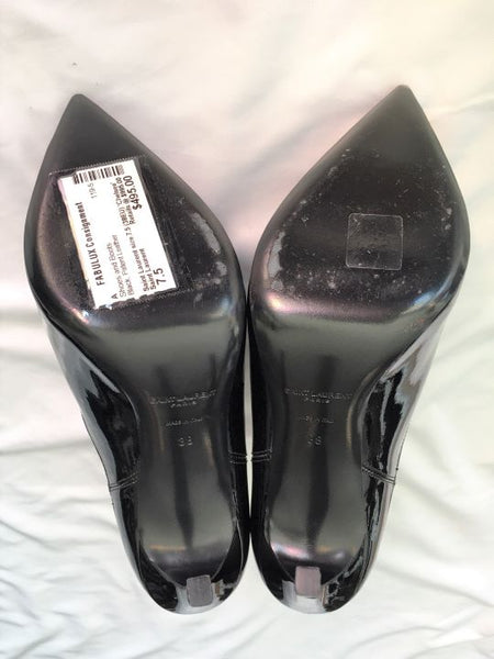 Saint Laurent Authentic Size 7.5 Chelsea Black Patent Leather Boots