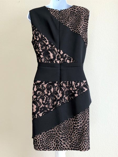 BCBGMaxazria Size 10 Dalia Black and Nude Lace Dress