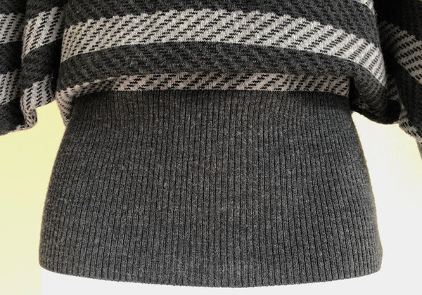 Trina Turk XS PETITE Gray Wool Striped Sweater