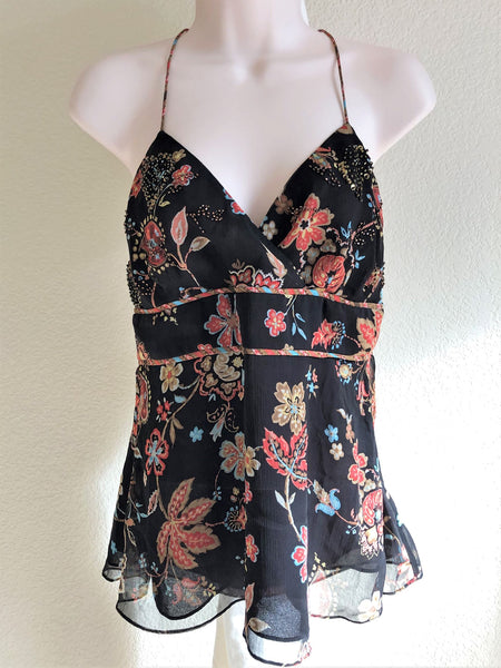 WORTH Size 4 Brown Floral Silk Tank