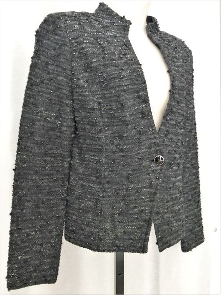 St. John Size 8 Charcoal Gray Boucle Blazer