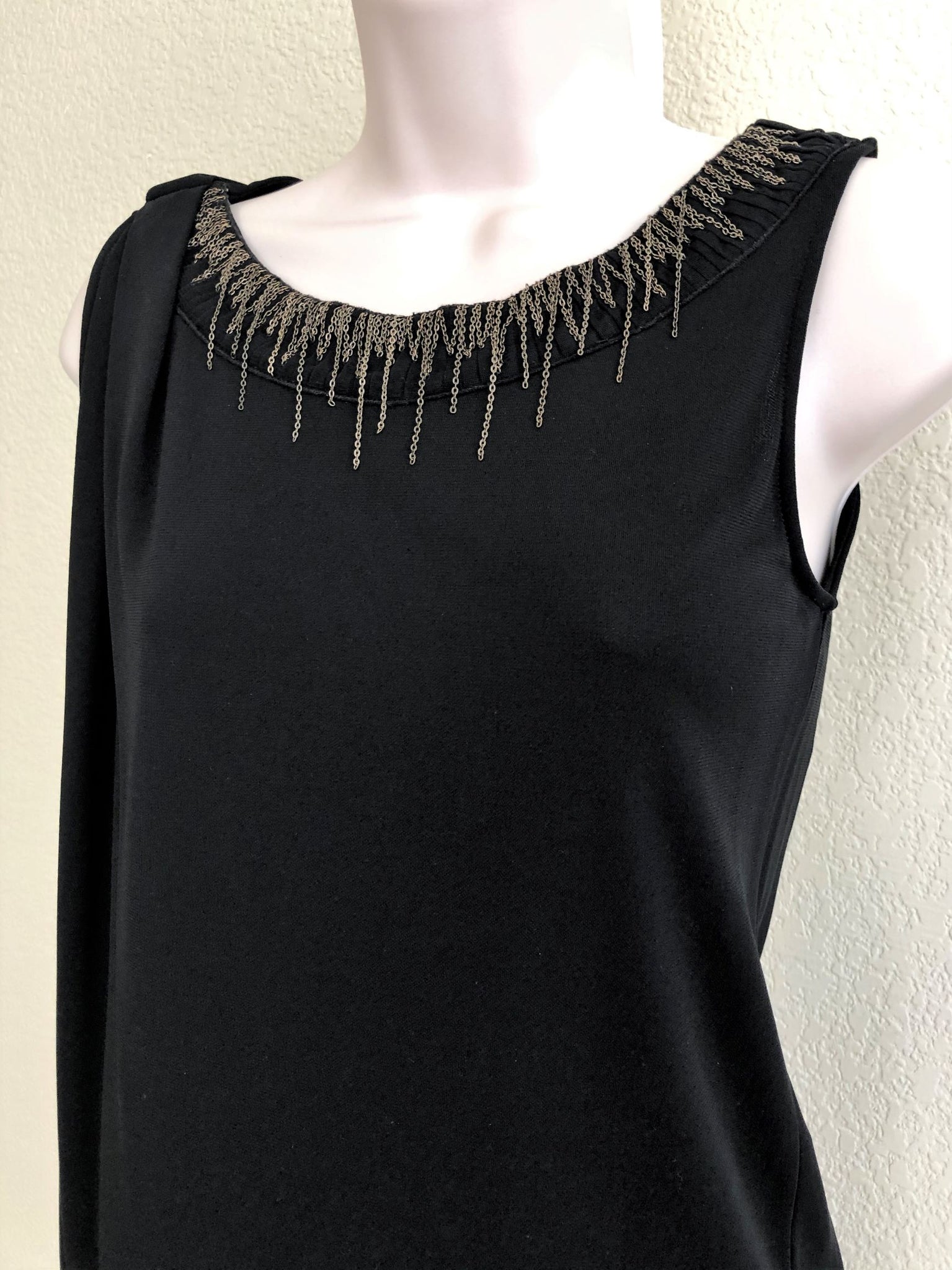 Piazza Sempione Size Small Black Chain Neck Top