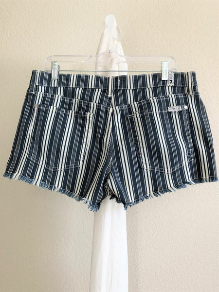 7 for All Mankind Size 10 Denim Striped Shorts