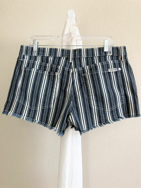 7 for All Mankind Size 10 Denim Striped Shorts - CLEARANCE