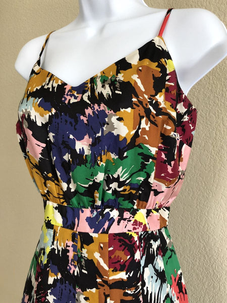 J.Crew Size 2 Brushstroke Silk Floral Sleeveless Dress