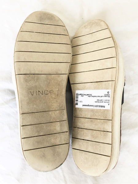 VINCE Size 9 Brown Calf Hair Slip-ons