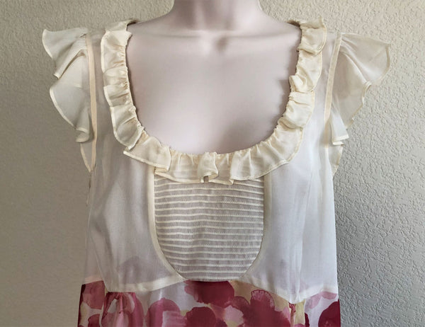 Odille Anthropologie MEDIUM Floral Silk Top - CLEARANCE