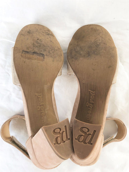 Paul Green Size 8.5 Beige and Silver Sandals