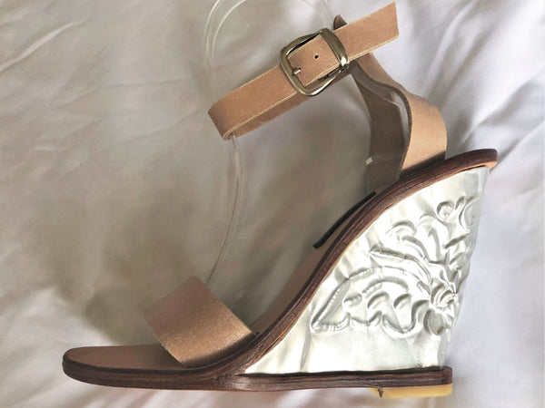 The Tui Collection Size 8 Beige Wedges Silver Heels - CLEARANCE