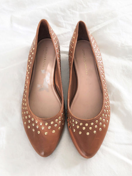 Loeffler Randall Size 8 Shireen Caramel Studded Flats