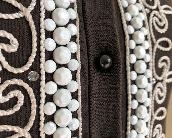 Kate Spade Size XS Brown Cardigan White Beads