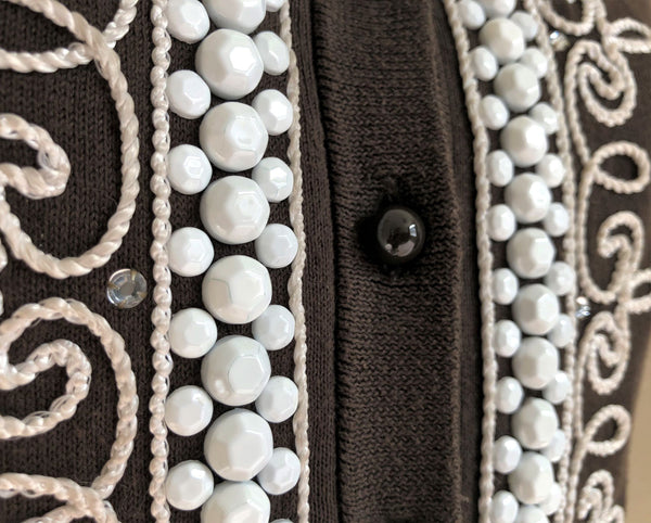 Kate Spade Size XS Brown Cardigan White Beads - CLEARANCE