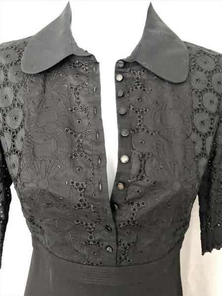 Catherine Malandrino Size 0 Black Eyelet Lace Dress