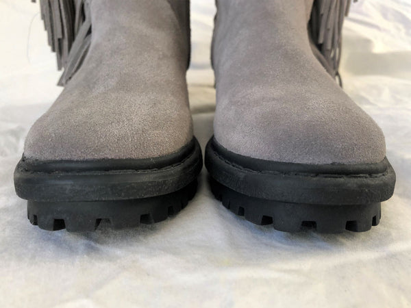 Sam Edelman Size 6 Tilden - NEW - Gray Suede Fringed Boots