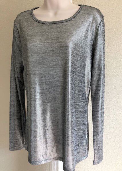 Michael Kors LARGE NEW Silver Long Sleeve Top