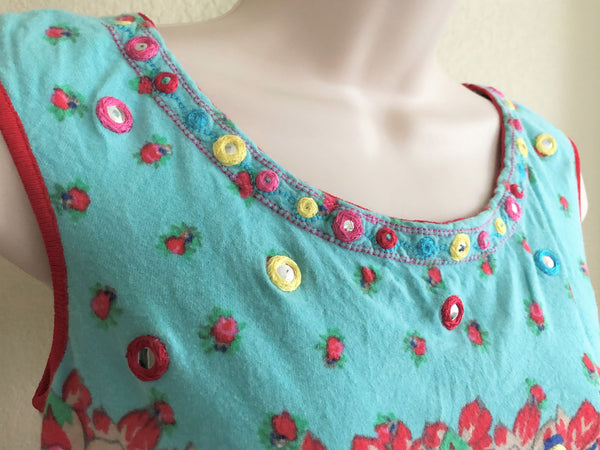 Blumarine SMALL Vintage Blue and Red Floral Top