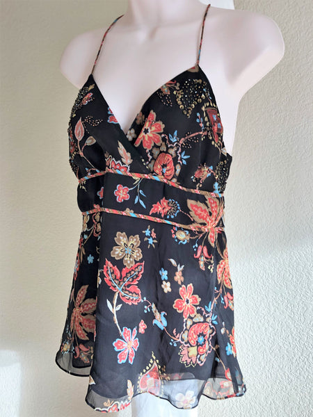 WORTH Size 4 Brown Floral Silk Tank