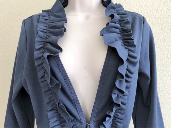 Yoana Baraschi Size Large Blue Ruffle Blazer