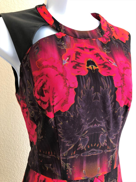 Nanette Lepore Size 4 Black and Red Floral Dress