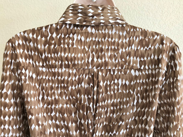 WORTH Size 2 Brown Print Ruched Blouse