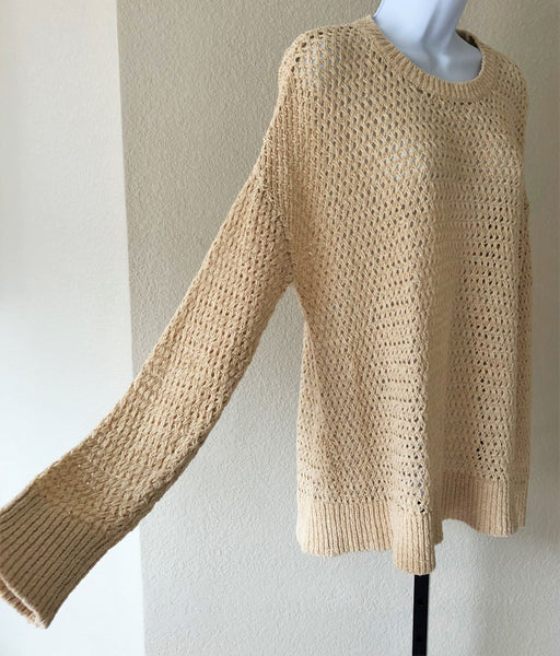 Theory Karenia Size Large Cream Knit Sweater