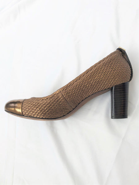 Tory Burch Size 6 Bronze Woven Pumps