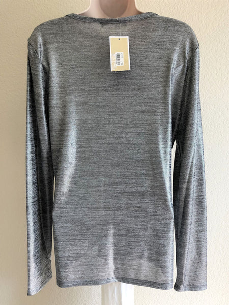 Michael Kors LARGE NEW Silver Long Sleeve Top