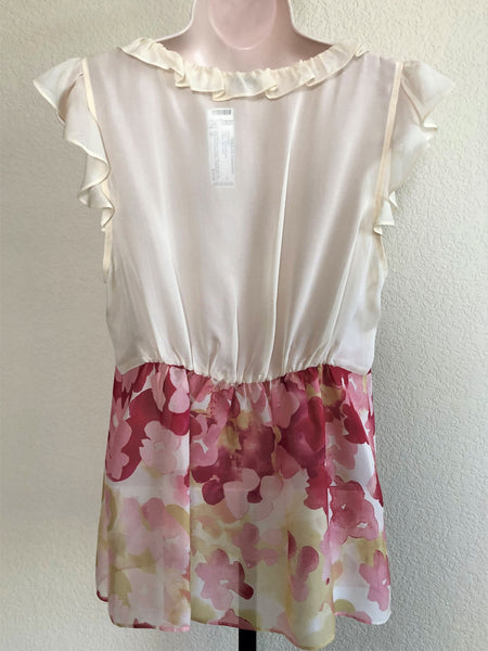 Odille Anthropologie MEDIUM Floral Silk Top