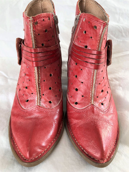 Khris Size 5.5 Red Leather Bootie - CLEARANCE