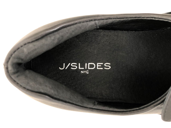 J/Slides Size 10 Black Leather Bow Sneakers - CLEARANCE
