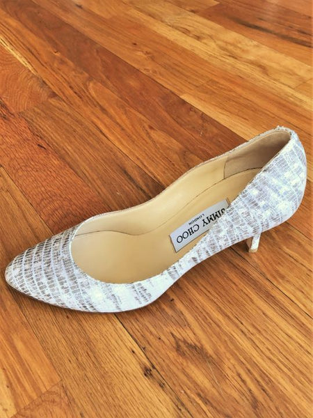 Jimmy Choo Authentic Size 6.5 Irena Cream Snakeskin Pumps