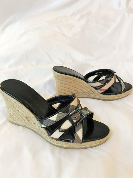 BURBERRY Authentic Size 5.5 - 6 Nova Check Wedge Sandals