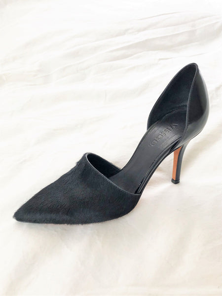 VINCE Size 6 Claire Black Calf Hair Pumps