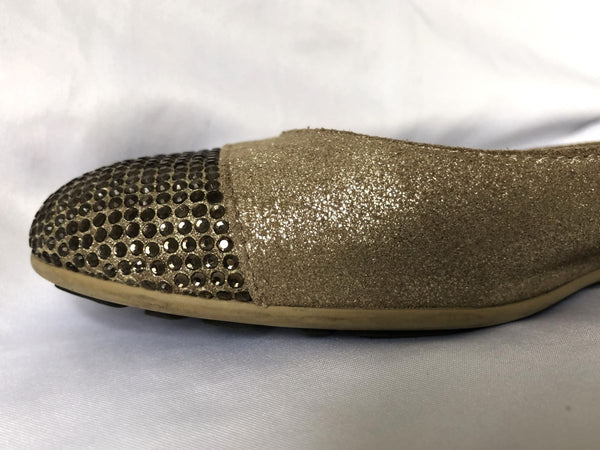 Jimmy Choo Authentic Size 6.5 - 7 Gold Rhinestone Flats