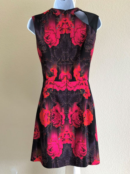 Nanette Lepore Size 4 Black and Red Floral Dress