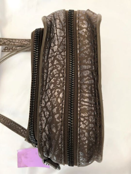 kooba - NEW - Brown Metallic Crackle Print Leather Cross Body