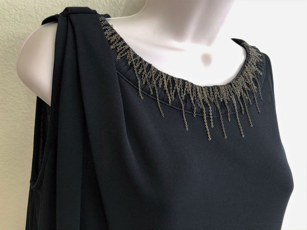 Piazza Sempione Size Small Black Chain Neck Top