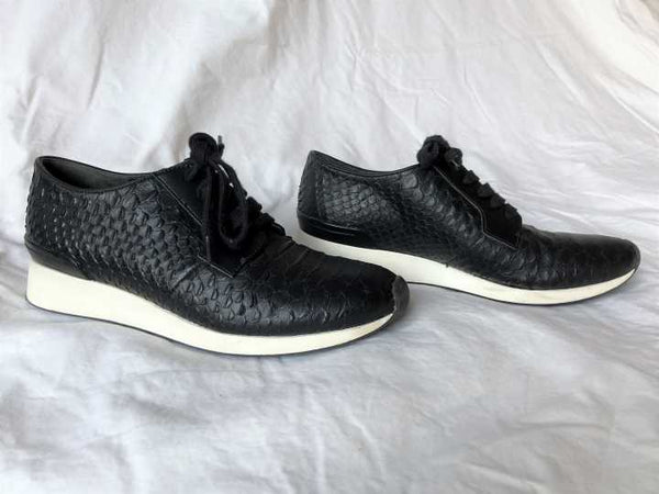 VINCE Size 6.5 Rayner Black Snakeskin Sneakers