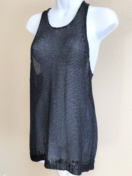 VINCE MEDIUM Navy Mesh Tank Top