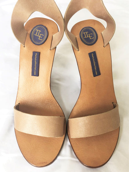 The Tui Collection Size 8 Beige Wedges Silver Heels - CLEARANCE