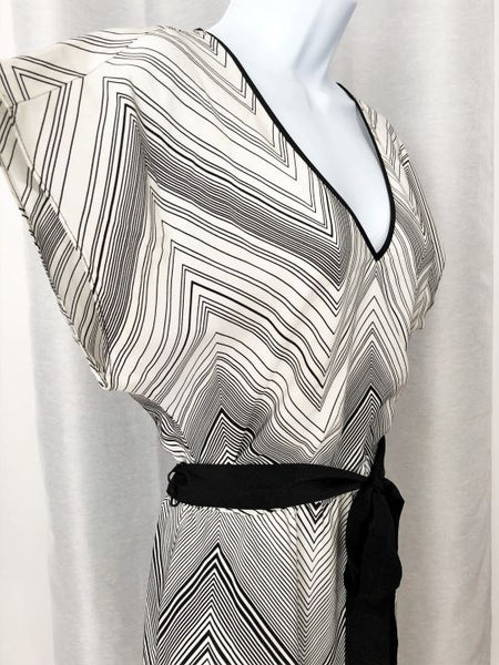 Trina Turk SMALL white Zig Zag Silk Dress