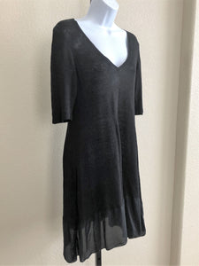 Eileen Fisher SMALL Black Ruffle Dress